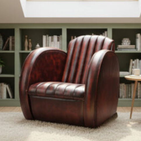 Sofá compacto - AVIATOR - Harleq - de estilo Art Déco / em couro / com braços