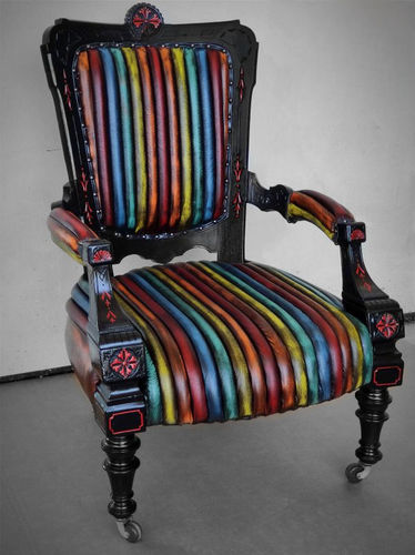 Poltrona contemporânea - EMPEROR - Harleq - em couro / em madeira / com encosto alto