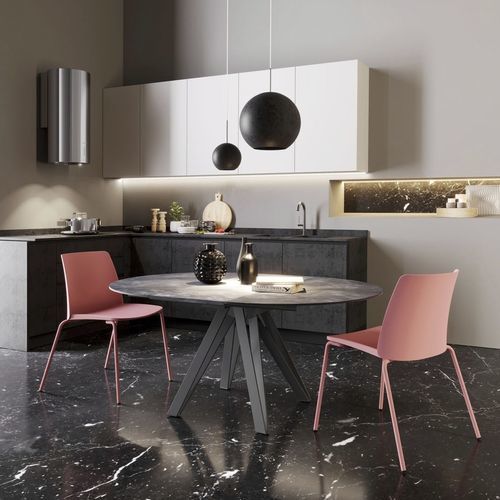 Mesa contemporânea - APPLE - ZAMAGNA ITALIA - em cerâmica / em laminado melamínico / com base em metal pintado