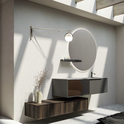 Gabinete de banheiro suspenso - CORNICI SYSTEM 13 - PUNTOTRE - em vidro / em laminado melamínico / contemporâneo