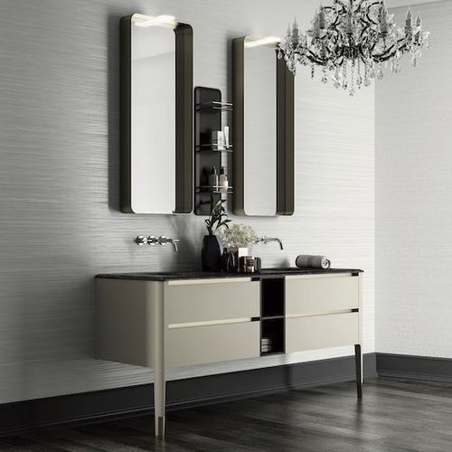 Gabinete de banheiro duplo - ART10 - PUNTOTRE - de parede / laminado / em latão