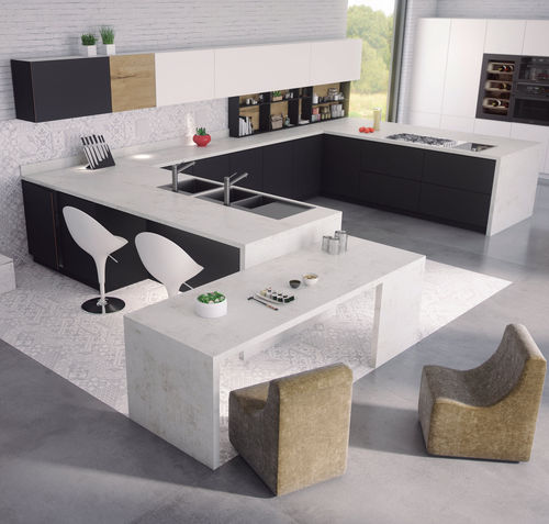 Cozinha contemporânea - BC3 - em Fenix NTM / em U / sem puxadores