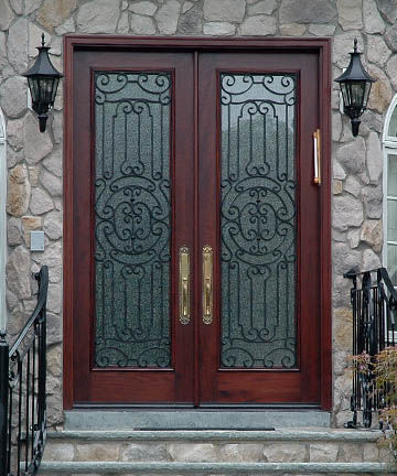 Porta de entrada - WN-13 - Granddoors - em amieiro / em ferro forjado / de abrir