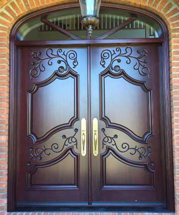 Porta de entrada - CARVED : CR-120 - Granddoors - em mogno / de abrir / com vidro