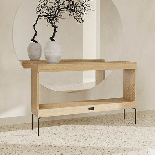 Aparador de design minimalista - Ehe - Kaissu - em carvalho / com base metálica / retangular