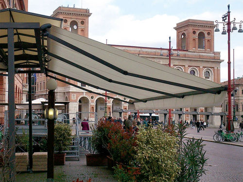 Toldo reto de braço pivotante - Lounge Square - Eredi di Pozza, IL PARCO - com box / manual / da linha comercial