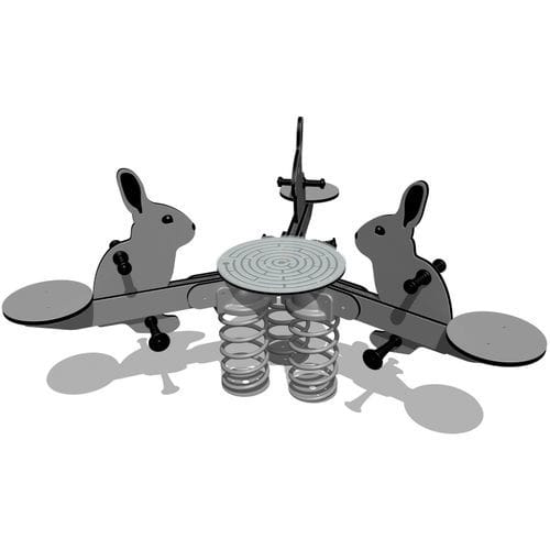Gangorra de mola em aço galvanizado - RABBITS - Tiptiptap - em PEAD / animal / de 3 lugares