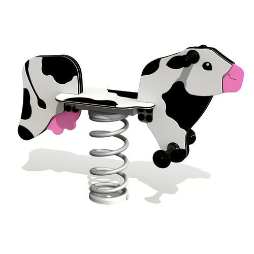 Gangorra de mola em aço galvanizado - COW - Tiptiptap - em PEAD / animal / monolugar