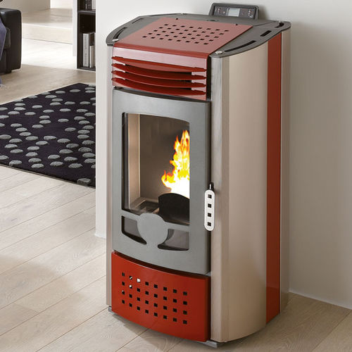 Salamandra a pellets - SMART - LineaVz - 10 kW–20 kW / contemporânea / em alumínio