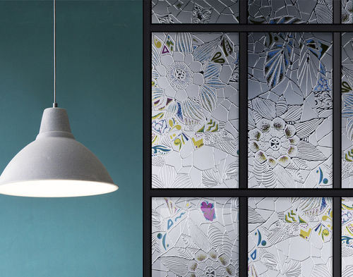 Painel de vidro float - BRILL GLASS®  SERIES - Vidriera del Cardoner - decorado / translúcido / efeito gelado