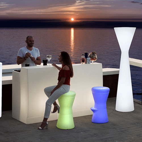 Banqueta alta contemporânea - CORFU 74 - NEWGARDEN - em polietileno / reciclável / com iluminação LED