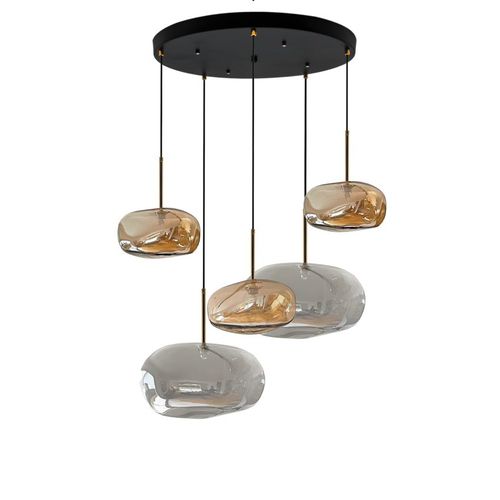 Lustre contemporâneo - G5  Rond - ISA MOSS - em vidro soprado / em aço laqueado / para 5 lâmpadas