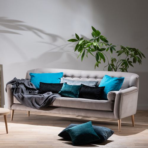 Sofá contemporâneo - AUDREY - Ziemann Home Design - em tecido / com almofadas / cinza