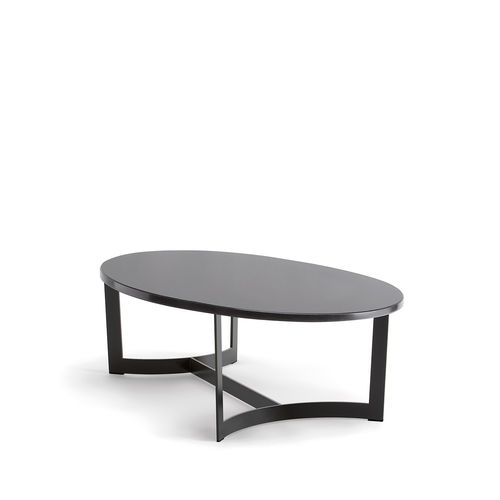 Mesa de centro contemporânea - HUGO 088 H30 NO - TIROLO SRL - em madeira maciça / em mármore / com base em metal cromado