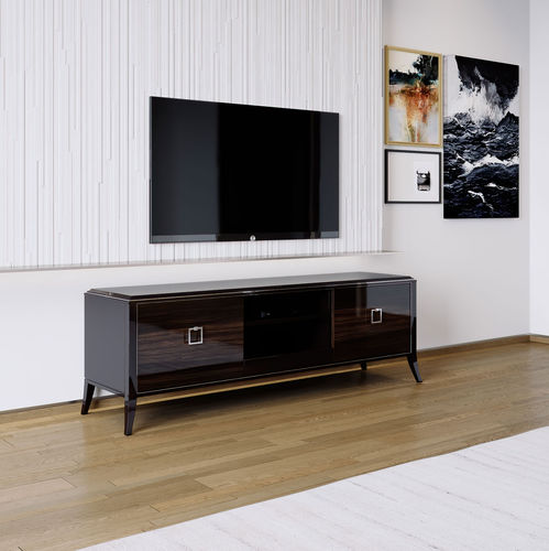 Rack de TV clássico - RELIEF - ITALIANELEMENTS - com suporte para leitor de DVD / em MDF laqueado / em madeira de eucalipto