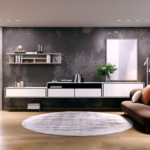 Móvel de parede de sala contemporâneo - MODE MDC28 - ITALIANELEMENTS - em MDF laqueado / para TV / com gavetas