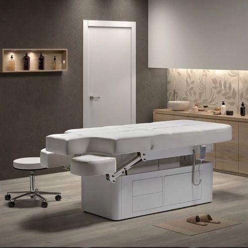Mesa de massagem elétrica - Mudra - Esthetica Spa and Salon Resources Private Limited - em madeira / com folheado de madeira / em aço inoxidável