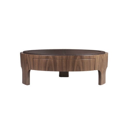 Mesa contemporânea - Churchill  - WOOD TAILORS CLUB - em nogueira / em couro / com base em nogueira