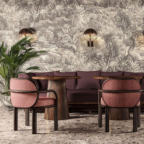 Cadeira de sala de jantar contemporânea - James - WOOD TAILORS CLUB - para ambiente interno / em tecido / com base em nogueira