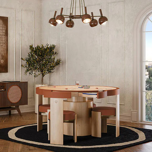Mesa de jogos de criança contemporânea - Wellesly - WOOD TAILORS CLUB - da linha residencial / em nogueira / em couro