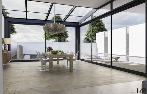 Varanda envidraçada em vidro - GIARDINI D'INVERNO - VERANDE - Unica living design Poland - em madeira / em alumínio