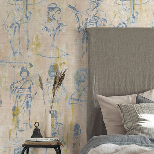 Papel de parede contemporâneo - YUMIKO - SIRPI - em fibra vegetal / estampado / efeito de tecido