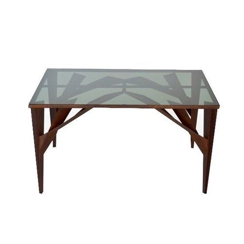 Mesa contemporânea - TREE X - Trackdesign - em vidro temperado / com base em aço pintado / com base em aço Corten