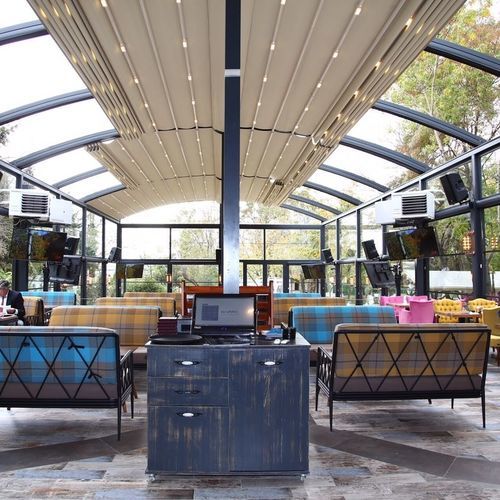 Pérgola em arco autoportante - VISTA - Aluminante - em alumínio / com cobertura retrátil em lona PVC / motorizada