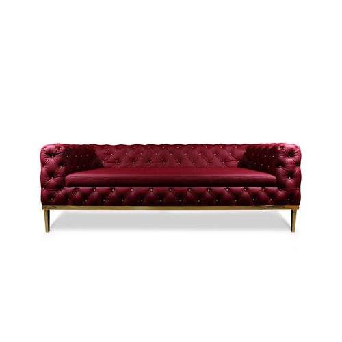 Sofá Chesterfield - BROADWAY - Porus studio - em couro / cinza / violeta
