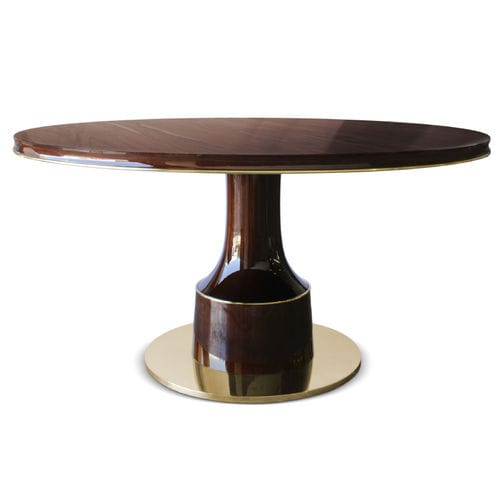 Mesa de jantar contemporânea - BUCK - Porus studio - em nogueira / com base em latão escovado / redonda