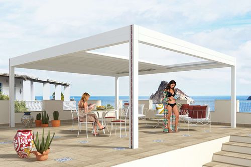 Pérgola em alumínio pintado - GRETA - RGM srl - em PVC / com cobertura retrátil em lona PVC / modular