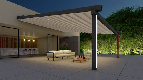 Pérgola apoiada em parede - ALBORI TWIN - RGM srl - em alumínio pintado / em PVC / com cobertura de policarbonato
