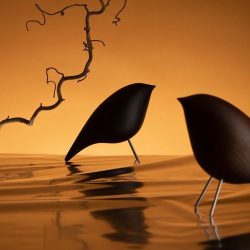Escultura em carvalho - Tweety  - NOOM - feita à mão / de instalação livre / preta
