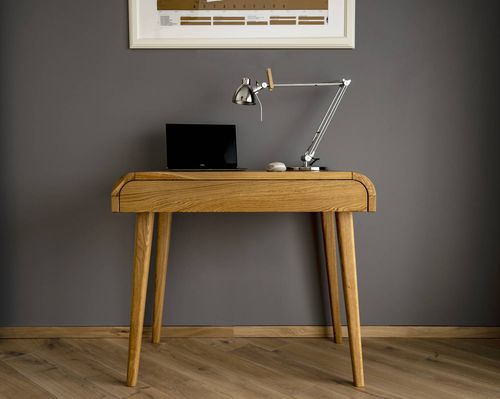 Mesa secretária de piso - KON-2 - MB Oaksas - contemporânea / em madeira / reta