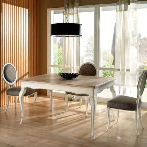 Mesa clássica - R302 - MOLETTA MOBILI - em cerejeira / com base em madeira laqueada / retangular