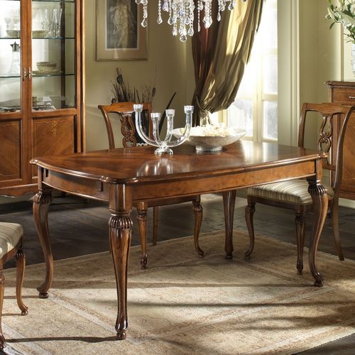 Mesa de jantar clássica - G 303 - MOLETTA MOBILI - em nogueira / com base em madeira / retangular