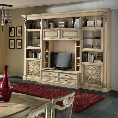 Móvel clássico de parede para TV - F 01 - MOLETTA MOBILI - em madeira de freixo / modular / com iluminação embutida