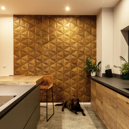 Painel decorativo de parede - PYRAMID - FORM AT WOOD - de revestimento / para ambiente interno / para parede