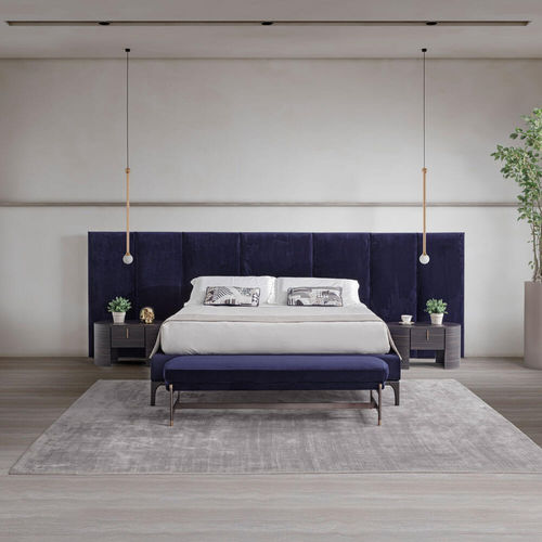 Cama de casal - Wall - Conte - contemporânea / estofada / com cabeceira