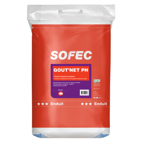 Reboco de desumidificação - GOUT'NET PH - Sofec - para ambiente interno / para gesso / para concreto