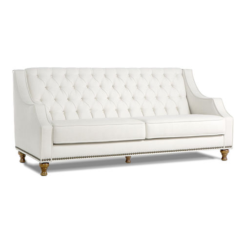 Sofá Chesterfield - BOLONIA - Ormos - em tecido / branco / de 2 lugares