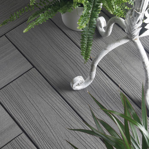 Tábua de deck em madeira plástica - HARMONY - FIBERDECK - cinza / bege / marrom