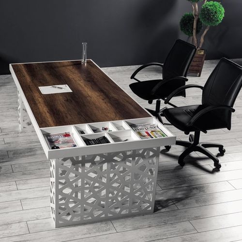 Mesa de reunião contemporânea - GALA - Flekssit Office Furniture - em MDF laqueado / em laminado melamínico / com base metálica