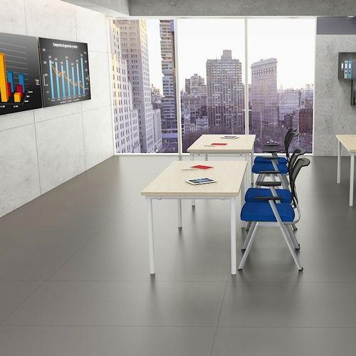Mesa para treinamento contemporânea - PRATICA - Flekssit Office Furniture - em laminado melamínico / com base metálica / retangular