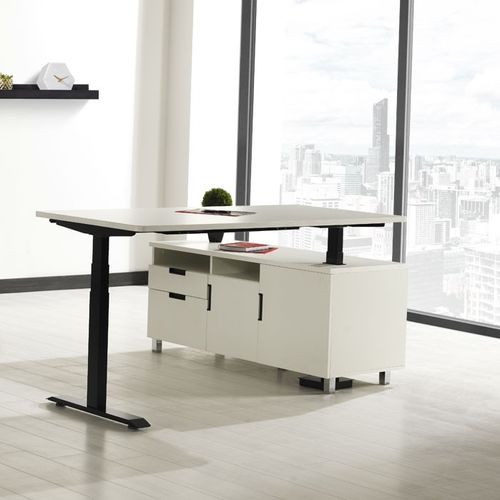 Mesa secretária contemporânea - WONT - Flekssit Office Furniture - em laminado melamínico / com prateleiras / da linha comercial