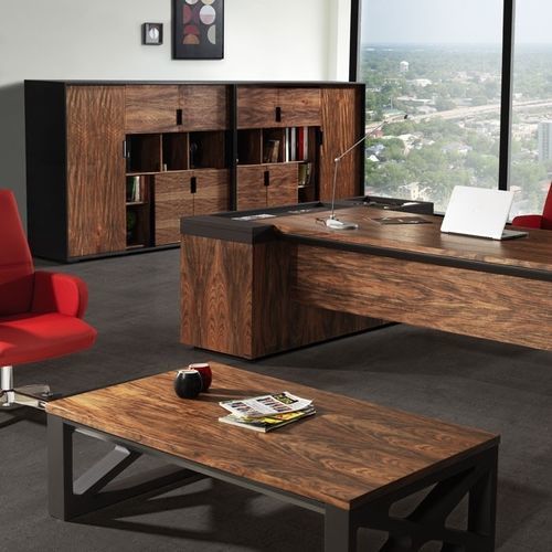 Mesa de centro clássica - VENÜS - Flekssit Office Furniture - em MDF / com base metálica / retangular