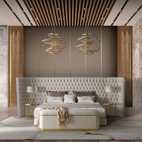 Cama de casal - LUDOVICA - DI MARCO INTERIOR SOFA - clássica / estofada / com cabeceira estofada