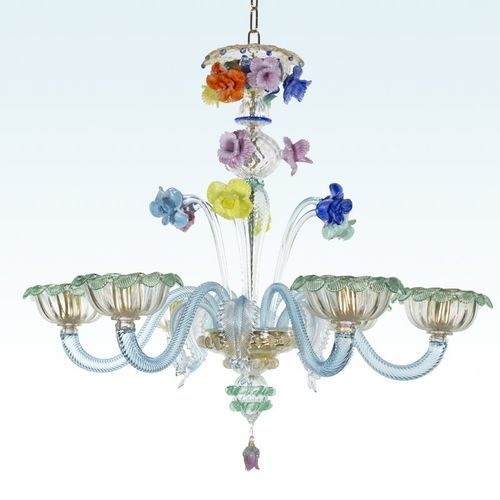 Lustre clássico - AZZURRO - BOTTEGA VENEZIANA - em vidro soprado / em vidro de Murano / para 6 lâmpadas