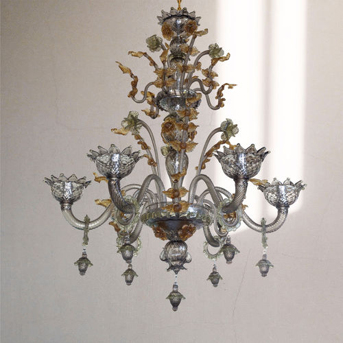 Lustre de estilo veneziano - Mentor - BOTTEGA VENEZIANA - em vidro soprado / em vidro de Murano / em vidro fumê
