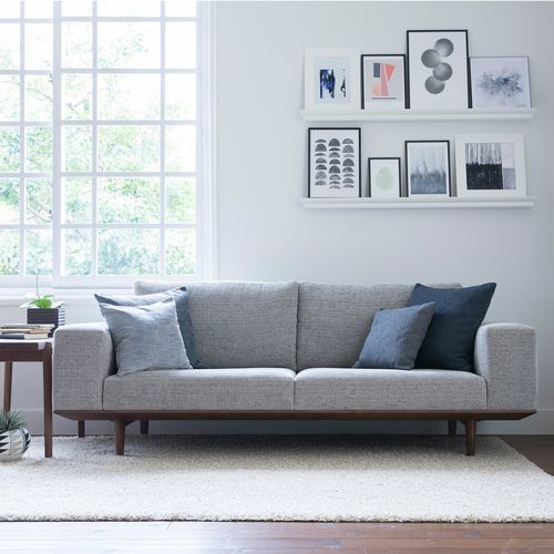 Sofá contemporâneo - WING LUX 230 - CondeHouse - em tecido / em couro / cinza
